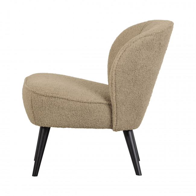 Sara - Fauteuil en tissu bouclette pieds noirs