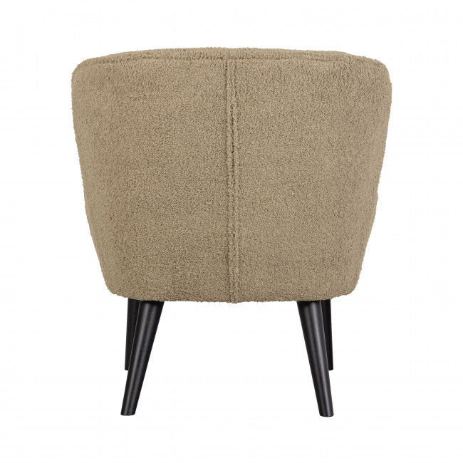 Sara - Fauteuil en tissu bouclette pieds noirs