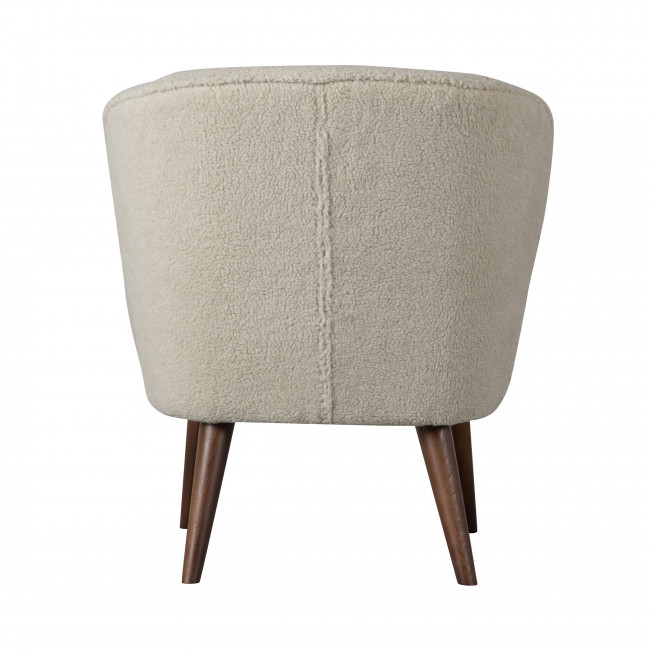 Sara - Fauteuil en tissu bouclette pieds bois foncé