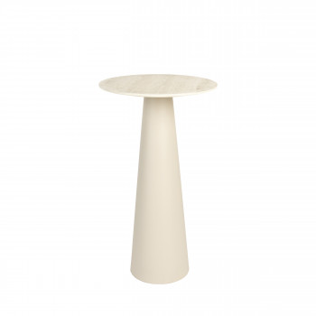 Joya - Table d'appoint ronde effet travertin ø40cm H70cm