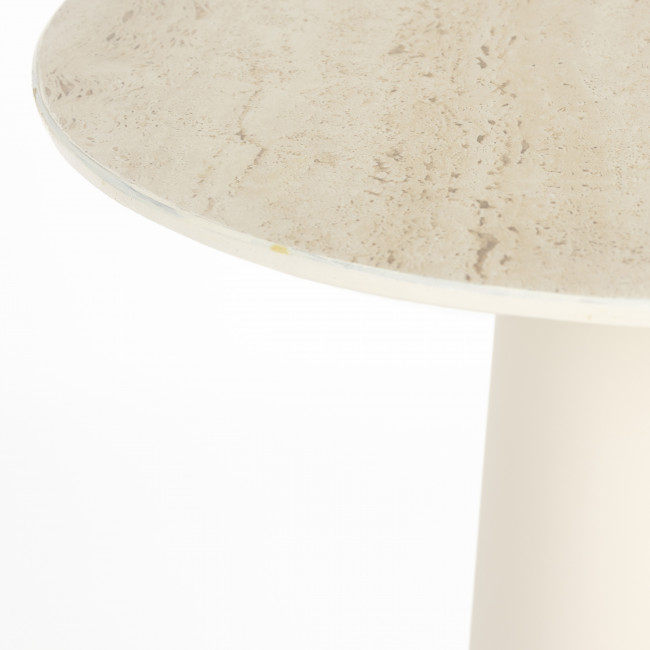 Joya - Table d'appoint ronde effet travertin ø40cm H70cm