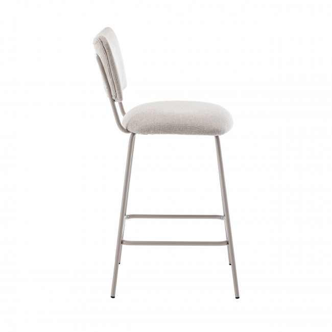 Vander - Lot de 2 chaises de bar en tissu et métal pieds beiges H65cm
