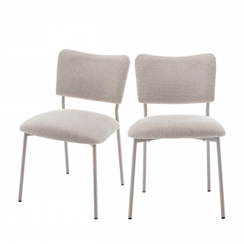 Vander - Lot de 2 chaises en tissu et métal pieds beiges