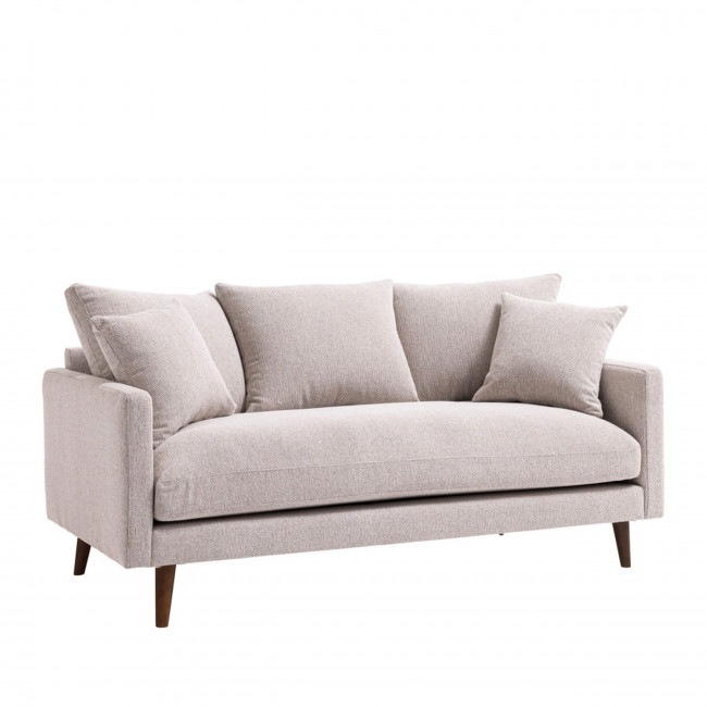 Villabon - Canapé 3 places en tissu pieds bois foncé