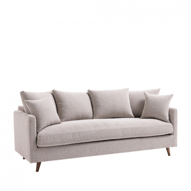 Villabon - Canapé 4 places en tissu pieds bois foncé