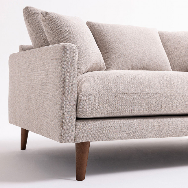 Villabon - Canapé 4 places en tissu pieds bois foncé