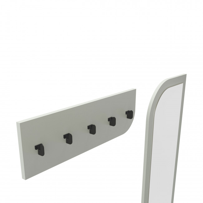 Silvar - Meuble d'entrée 2 portes avec miroir et portant en bois et métal H172cm