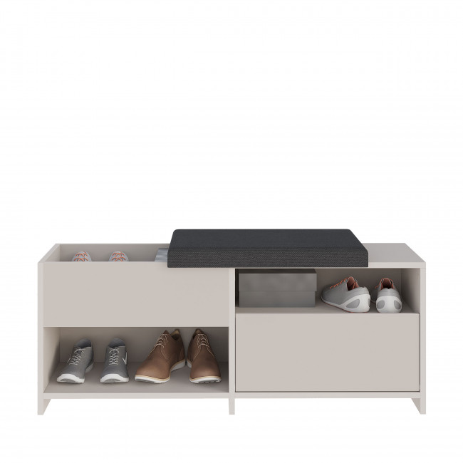 Nexara - Banc d'entrée avec rangement à chaussures 1 porte en bois et tissu L120cm