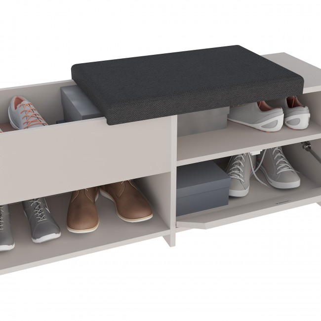 Nexara - Banc d'entrée avec rangement à chaussures 1 porte en bois et tissu L120cm