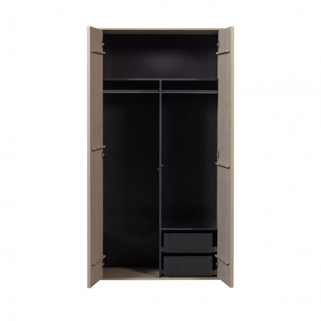 Daily - Armoire 2 portes, 2 tiroirs en bois H200cm
