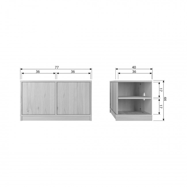 Modulair - Meuble TV 2 portes en bois L77cm