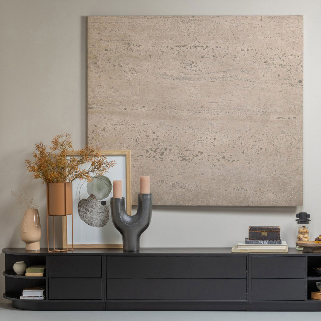 Finca - Meuble TV 2 tiroirs en bois L78cm