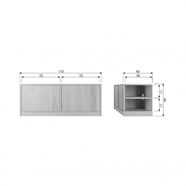 Modulair - Meuble TV 2 portes en bois L110cm