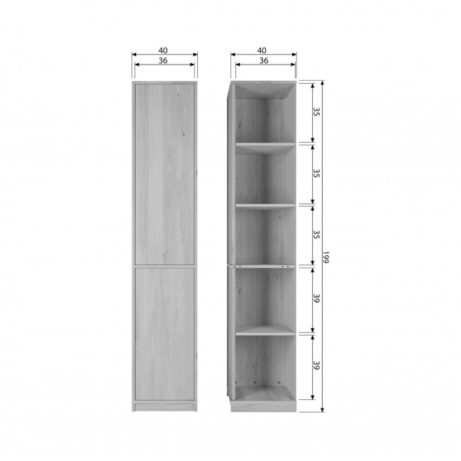Modulair - Colonne de rangement 2 portes en bois H199cm
