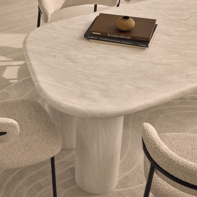 Rhodes - Table à manger en effet travertin