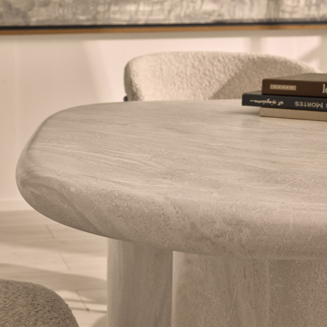 Rhodes - Table à manger en effet travertin