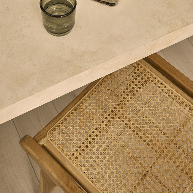 Basuki - Lot de 2 tabourets de bar en teck et cannage 65cm