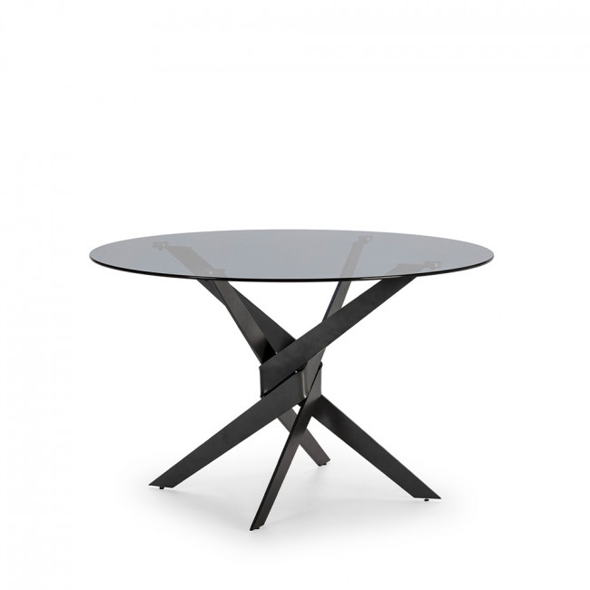 Dravon - Table à manger 4 personnes en verre trempé et métal