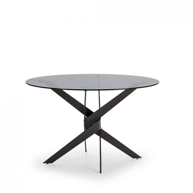Dravon - Table à manger 4 personnes en verre trempé et métal