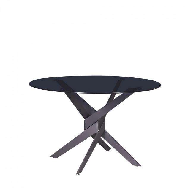 Dravon - Table à manger 4 personnes en verre trempé et métal