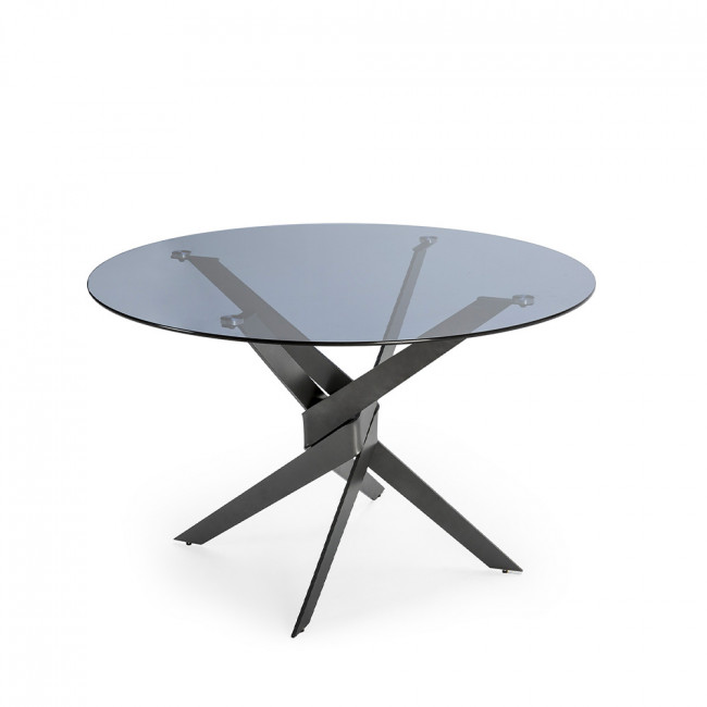 Dravon - Table à manger 4 personnes en verre trempé et métal