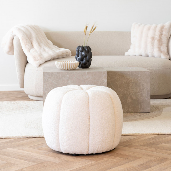 Paisley - Pouf rond en tissu bouclette ø48cm