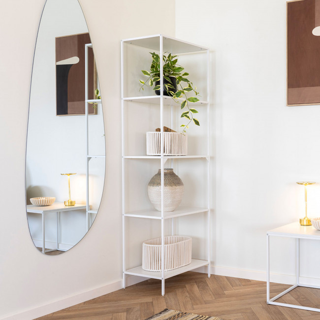 Vita - Etagère en bois et métal blanc 51x170cm