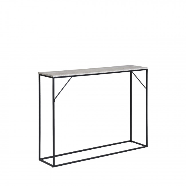 Vita - Console 2 étagères en effet travertin et métal