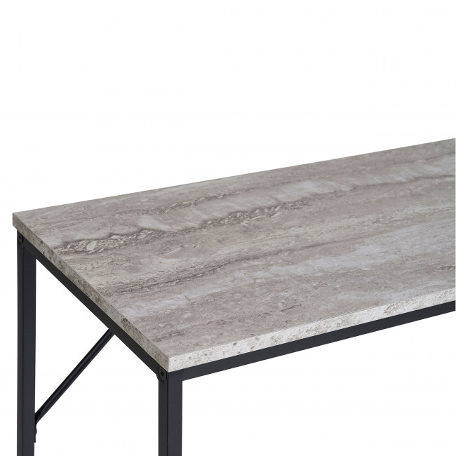 Vita - Console 2 étagères en effet travertin et métal