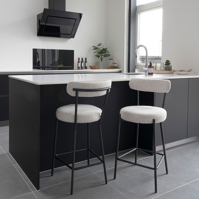 Tabouret de bar moderne avec dossier en tissu Tiren pour bar et cuisine