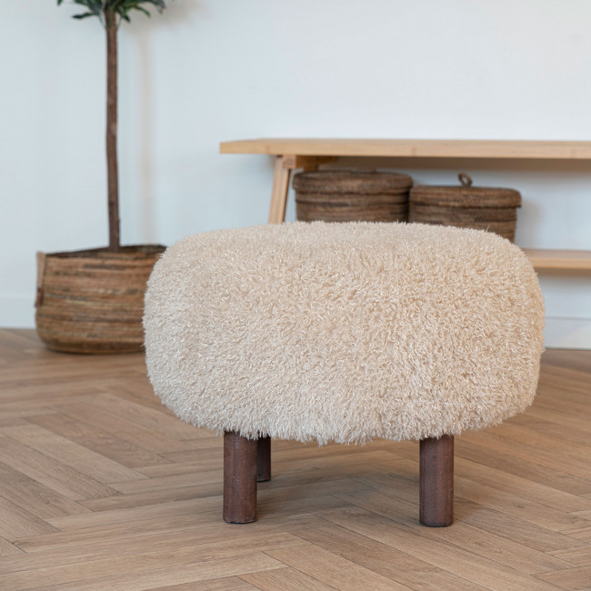 Inverness - Pouf rond en fausse fourrure ø50cm