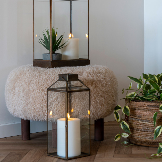 Inverness - Pouf rond en fausse fourrure ø50cm