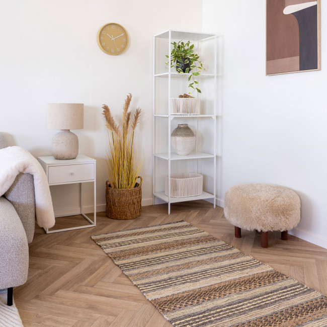 Inverness - Pouf rond en fausse fourrure ø50cm