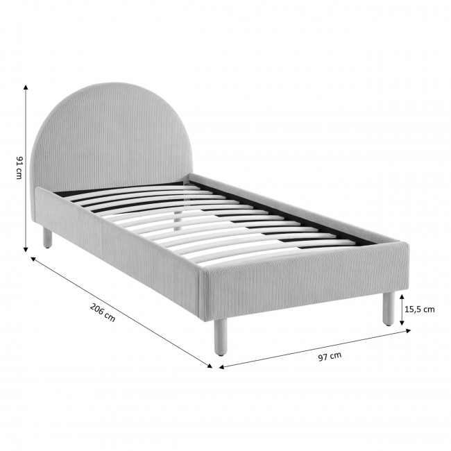 Kiel - Lit en velours côtelé 90x190cm