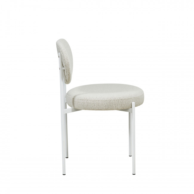 Kyoto - Lot de 2 chaises en tissu bouclette pieds blancs