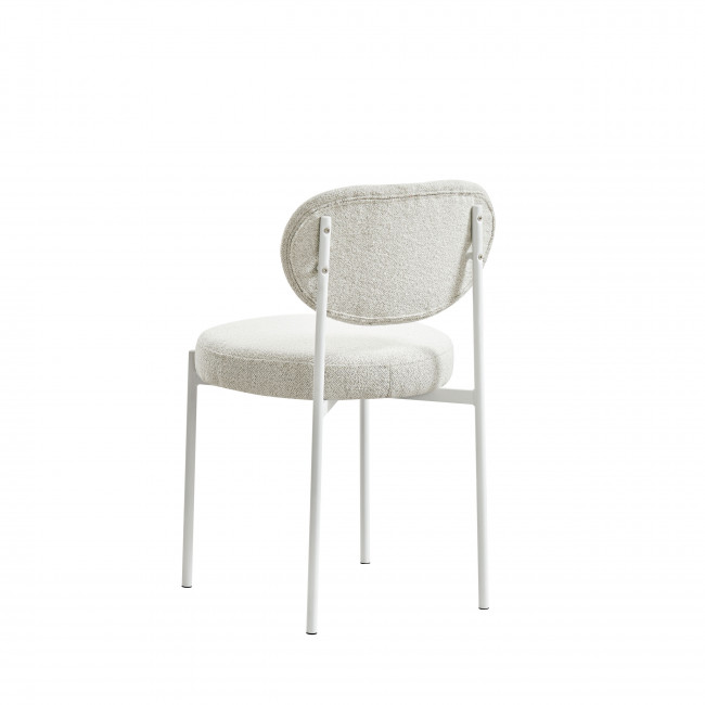 Kyoto - Lot de 2 chaises en tissu bouclette pieds blancs