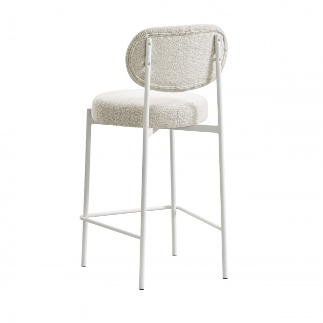 Kyoto - Lot de 2 tabourets de bar en tissu bouclette et pieds blancs