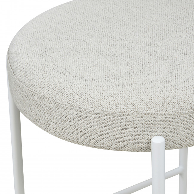 Kyoto - Lot de 2 tabourets de bar en tissu bouclette et pieds blancs