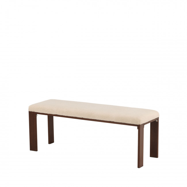 Chester - Banc en tissu bouclette et bois L120cm