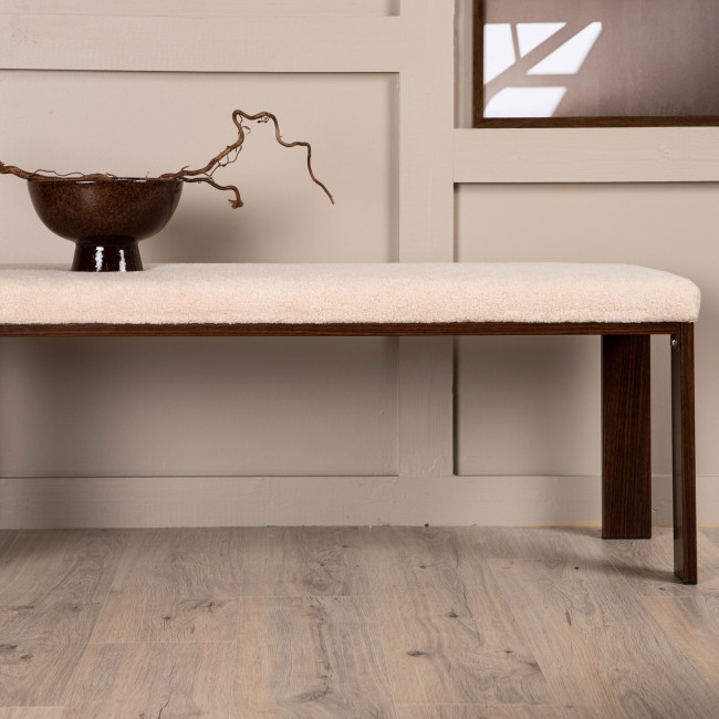 Chester - Banc en tissu bouclette et bois L120cm