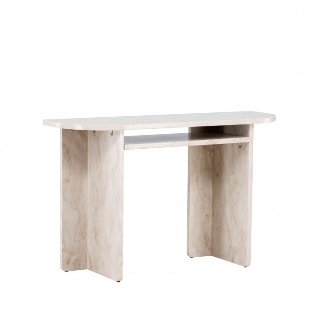 Alesund - Console aux bords arrondis en effet travertin L120cm