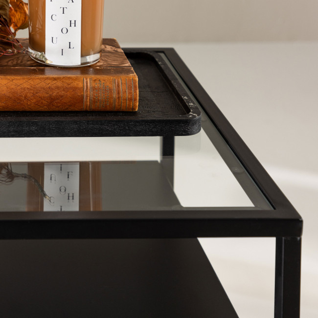 Fortaleza - Table de chevet 1 tiroir en verre et métal 