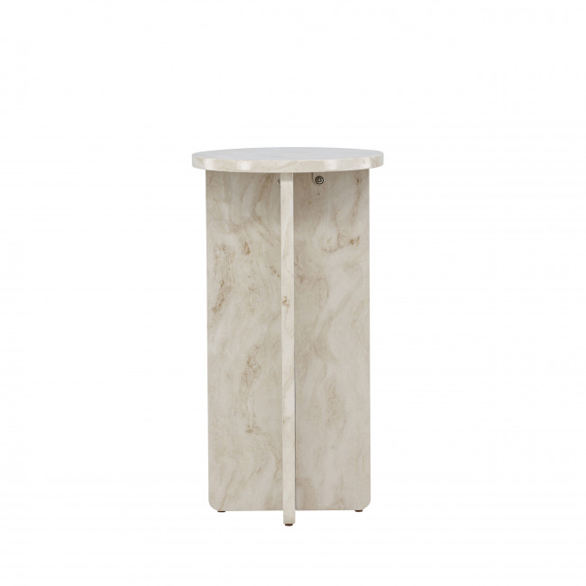 Alesund - Table d'appoint ronde en effet travertin ø40cm