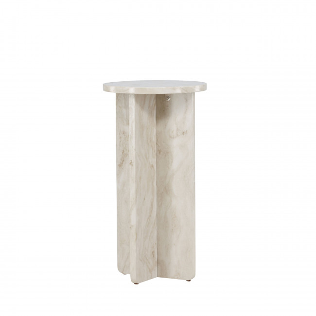 Alesund - Table d'appoint ronde en effet travertin ø40cm