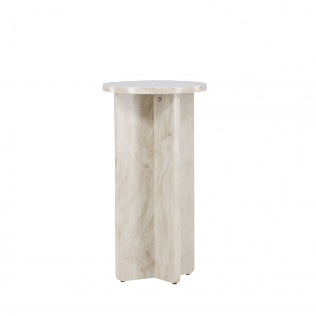 Alesund - Table d'appoint ronde en effet travertin ø40cm