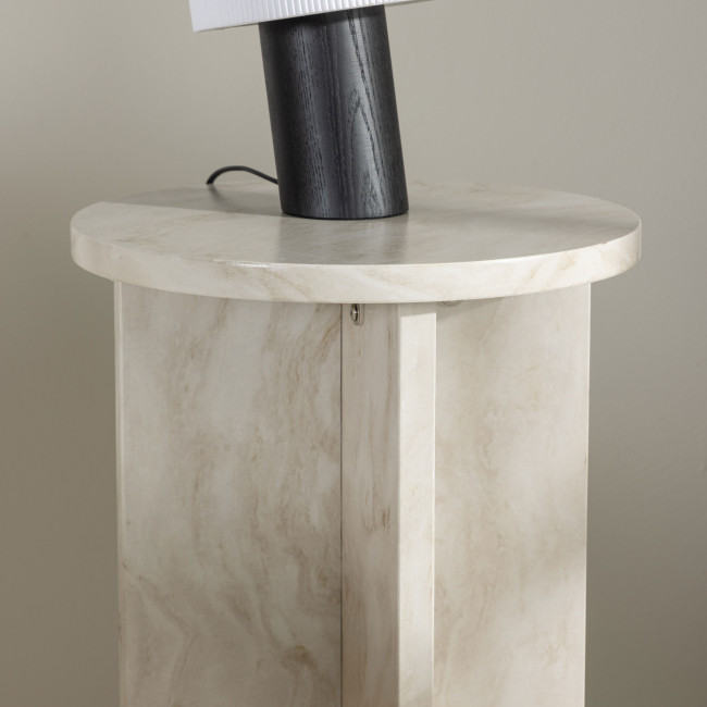 Alesund - Table d'appoint ronde en effet travertin ø40cm