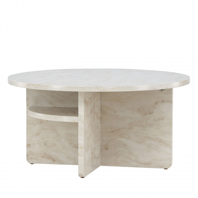 Alesund - Table basse ronde en effet travertin ø85cm