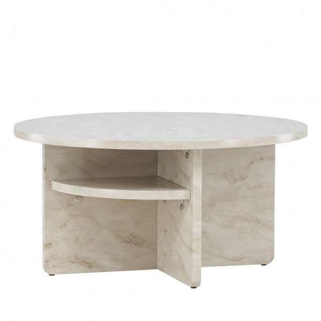 Alesund - Table basse ronde en effet travertin ø85cm