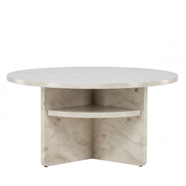 Alesund - Table basse ronde en effet travertin ø85cm
