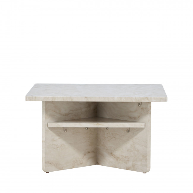 Alesund - Table basse carrée en effet travertin 75x75cm